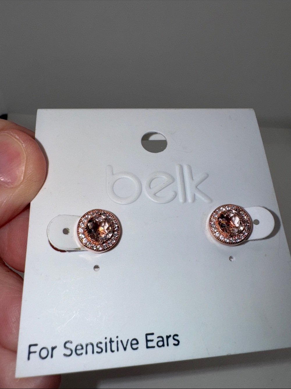 BELK Halo Stud Earrings Rose Gold Tone & Rhinestones